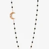 Roségold-Halskette mit Harzperlen und Diamant Lune Noir - 42 cm