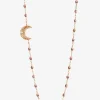 Roségold-Halskette mit Harzperlen und Diamant Lune Cuivre - 42 cm