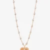 Roségold-Halskette mit Harzperlen und Diamant Coeur Lumière Blanc - 42 cm
