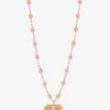 Roségold-Halskette mit Harzperlen und Diamant Coeur Lumière Blush
