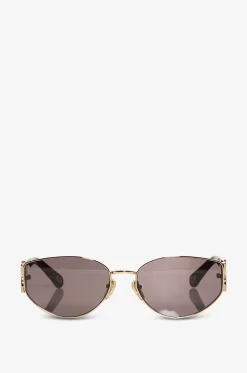 Runde Sonnenbrille aus Edelmetall Oval Gold