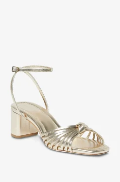 Sandalen mit Blockabsatz aus Metallic-Leder Olivia 50