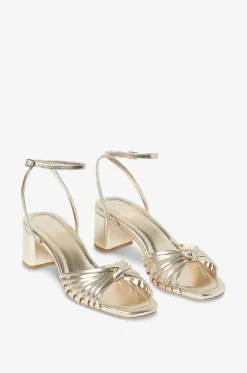 Sandalen mit Blockabsatz aus Metallic-Leder Olivia 50