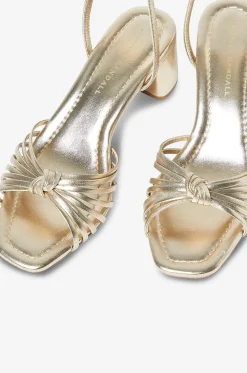 Sandalen mit Blockabsatz aus Metallic-Leder Olivia 50