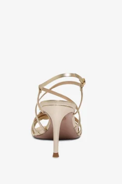 Sandalen mit Stiletto-Absatz aus Metallic-Leder
