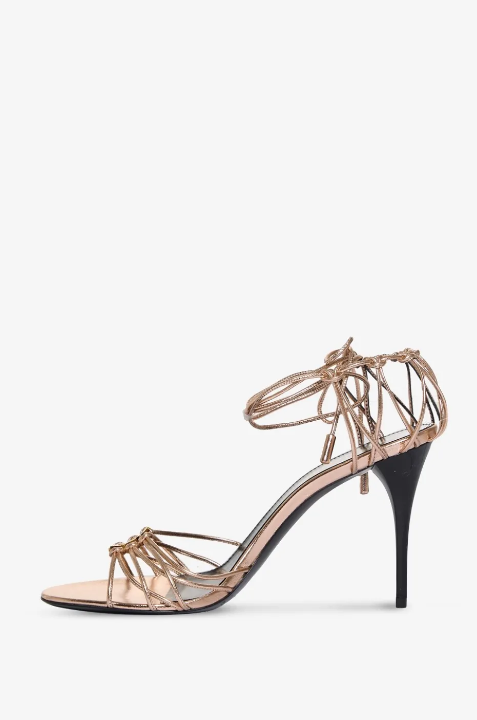 Sandalen mit Stilettoabsatz aus metallisiertem Leder Babylone