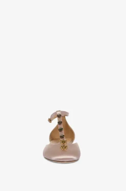 Satinballerinas mit T-Riemen und Schmucknieten Céleste