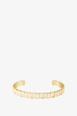 Schmaler emaillierter goldener Armreif Inès Multi Sable Blanc - 8mm