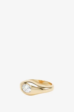 Siegelring aus Gelbgold und Diamant Curve
