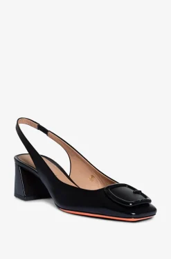 Slingback-Pumps aus Glattleder mit Schnallendetail 50