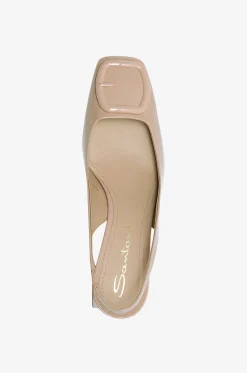 Slingback-Pumps aus Lackleder mit Blockabsatz und Schnalle 50