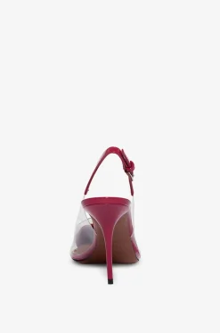 Slingback-Pumps aus Plexiglas und Lackleder Le Coeur 90