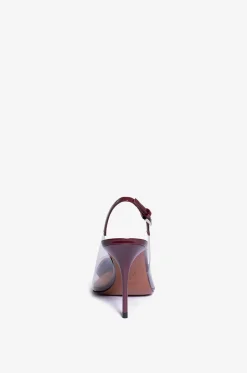 Slingback-Pumps aus Plexiglas und Lackleder Le Coeur 90