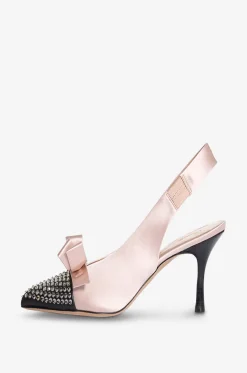 Slingback-Pumps aus Satin mit Strass Alba 75