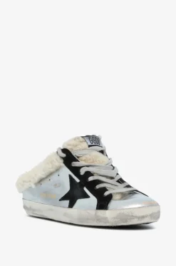 Sneaker-Clogs aus Metallic-Leder und Wildleder Super-Star Sabot