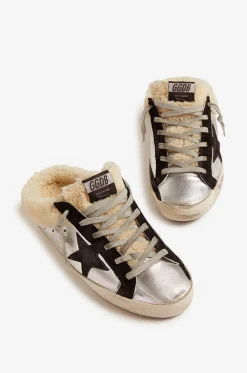 Sneaker-Clogs aus Metallic-Leder und Wildleder Super-Star Sabot