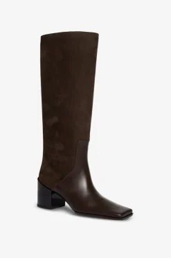 Stiefel mit Blockabsatz aus Nubukleder Knee 55