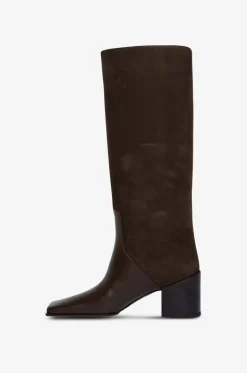Stiefel mit Blockabsatz aus Nubukleder Knee 55