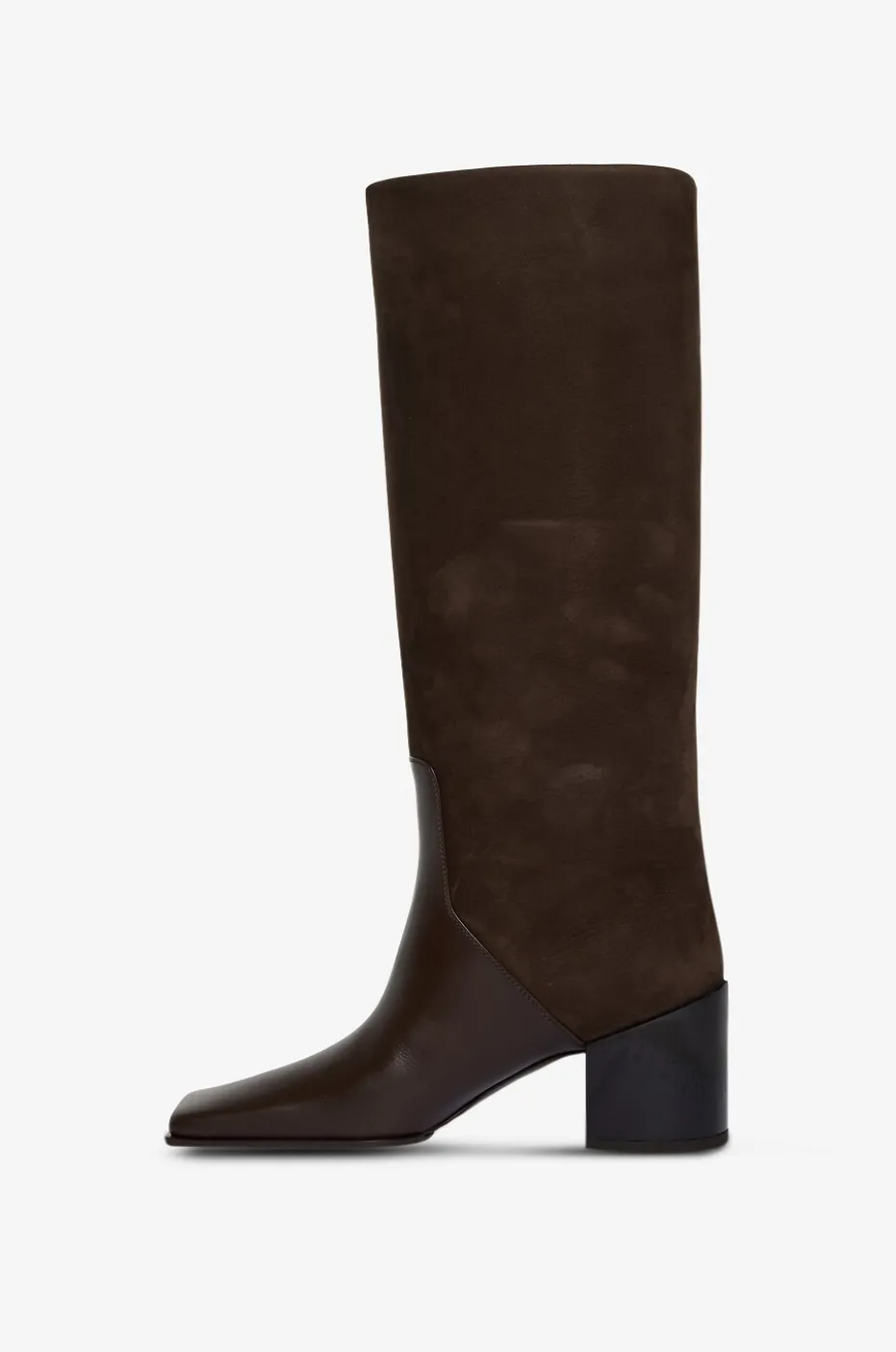 Stiefel mit Blockabsatz aus Nubukleder Knee 55