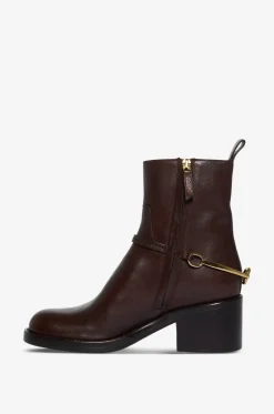 Stiefeletten mit Blockabsatz aus Leder Dakota