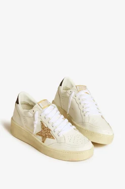 Used-Look-Ledersneakers mit Glitterstern Ballstar 2