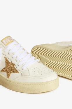 Used-Look-Ledersneakers mit Glitterstern Ballstar 2