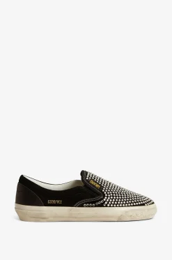 Wildleder-Slip-On-Sneakers mit Kristallen VCE
