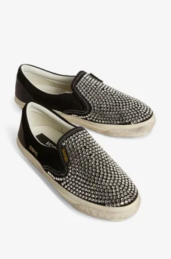 Wildleder-Slip-On-Sneakers mit Kristallen VCE