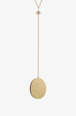 Y-förmige Gelbgoldhalskette mit Diamant Médaille