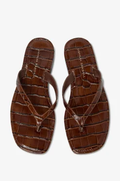 Zehensandalen mit Keilabsatz aus Leder Lina